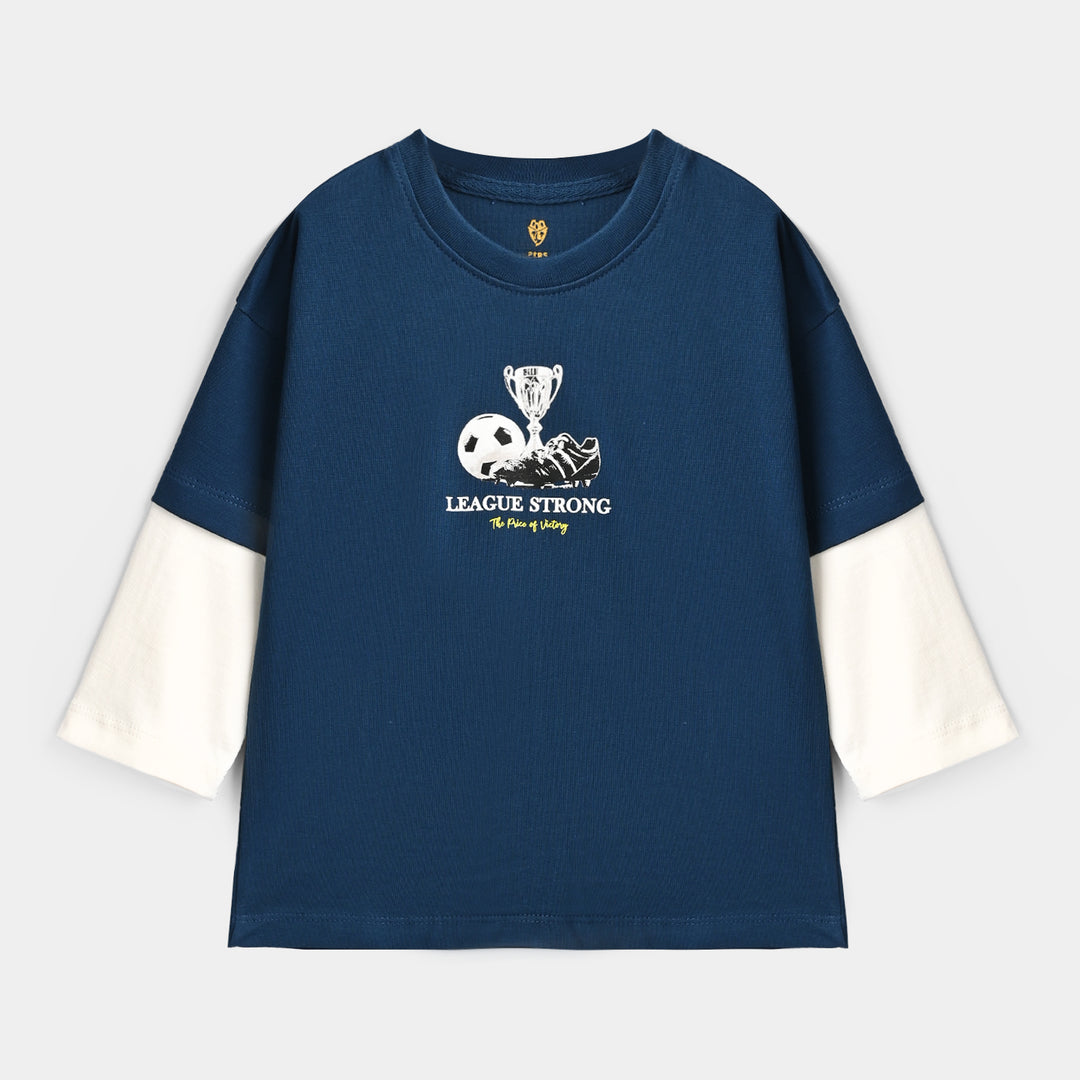 Boys Cotton Jersey T-Shirt F/S League Strong-Sailr.Blue