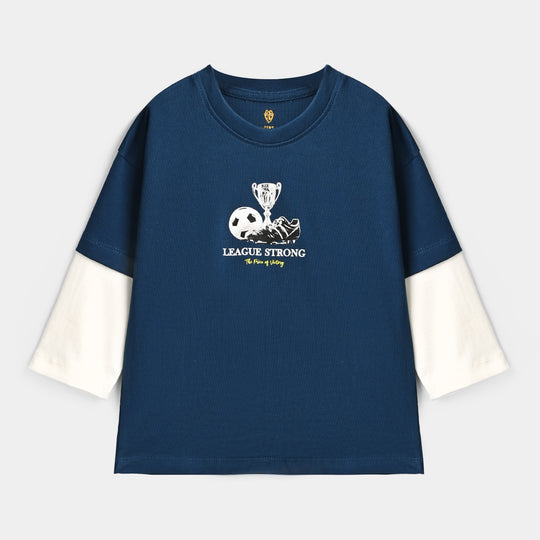 Boys Cotton Jersey T-Shirt F/S League Strong-Sailr.Blue