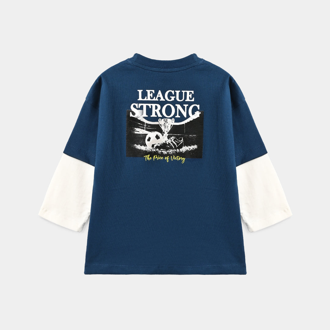 Boys Cotton Jersey T-Shirt F/S League Strong-Sailr.Blue