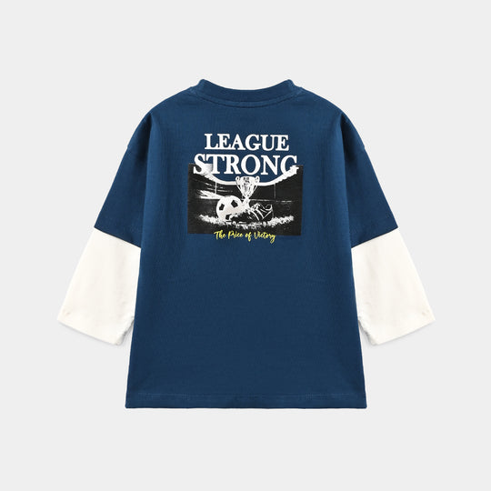 Boys Cotton Jersey T-Shirt F/S League Strong-Sailr.Blue