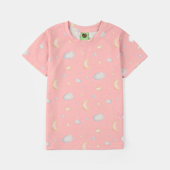 Infant Girls Jersey/Terry Printed Night Suit - Pink