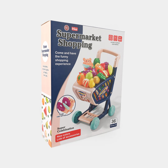 Supermarket Shopping Cart Play Set for Kids