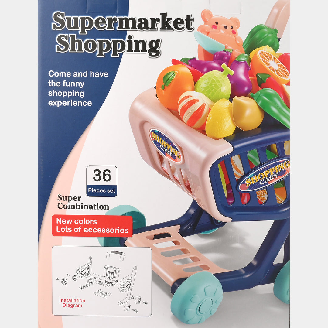 Supermarket Shopping Cart Play Set for Kids