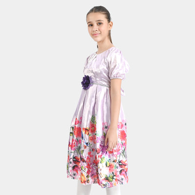 Girls Poly Satin Fancy Frock Secret Garden-Multi