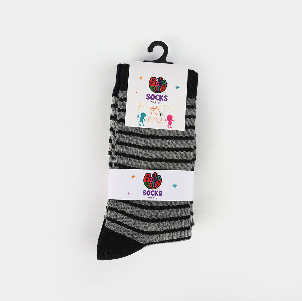 Boys Pack of 2 Socks Stripe-Black Grey