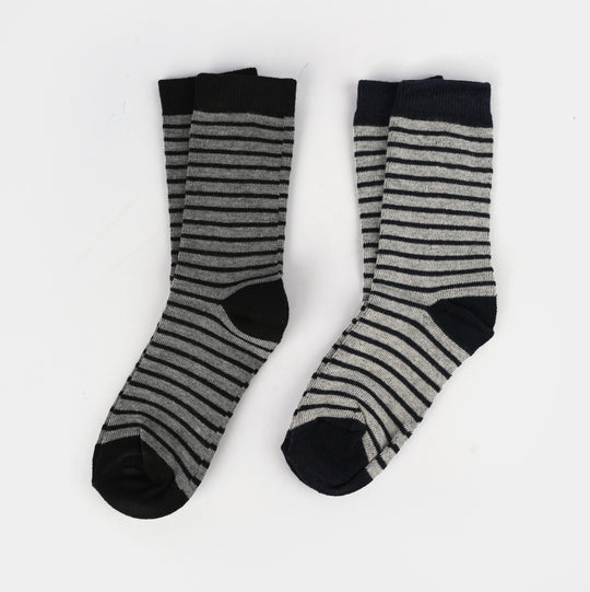 Boys Pack of 2 Socks Stripe-Black Grey