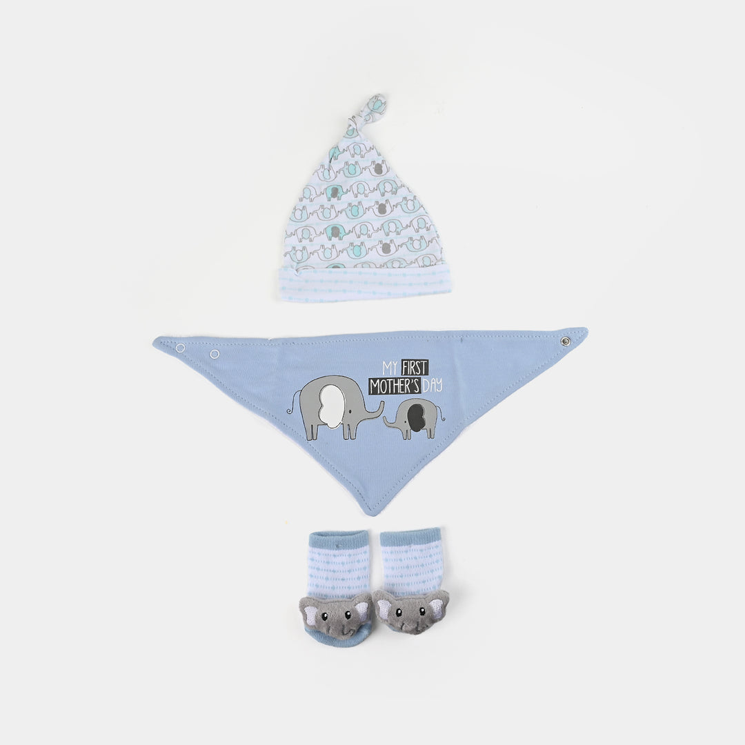 Baby Cap, Bib & Sock 6-9M 3 Pcs Set