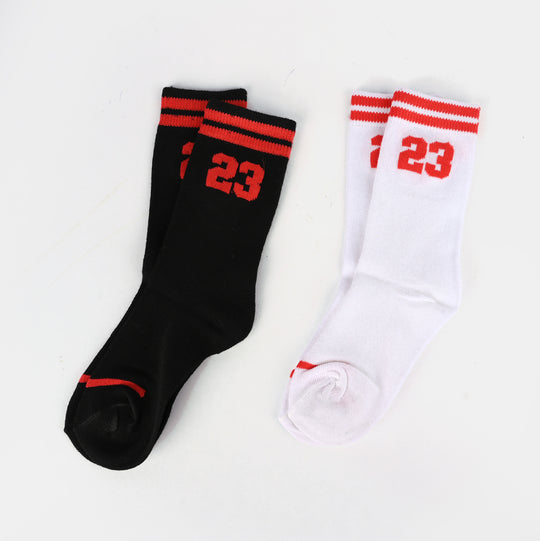 Boys Pack of 2 Socks NO.23-White/Black