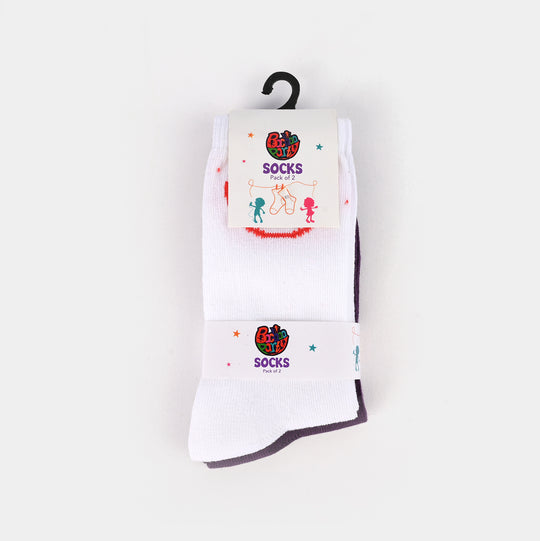 Girls Pack of 2 Socks Smile-White/Purple