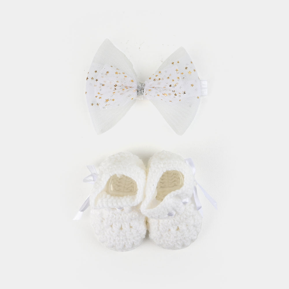 Woolen Baby Socks/Shoes With Bow | 0-6M