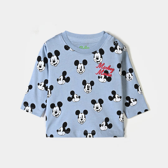 Infant Boys Cotton Jersey T-Shirt F/S Mouse-Blue.Fog