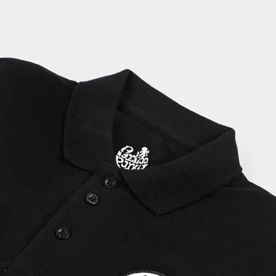 Boys Cotton PK Polo Street Racer-Jet Black