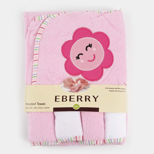 Baby Hooded Bath Towel + 4 PCs Face Towel
