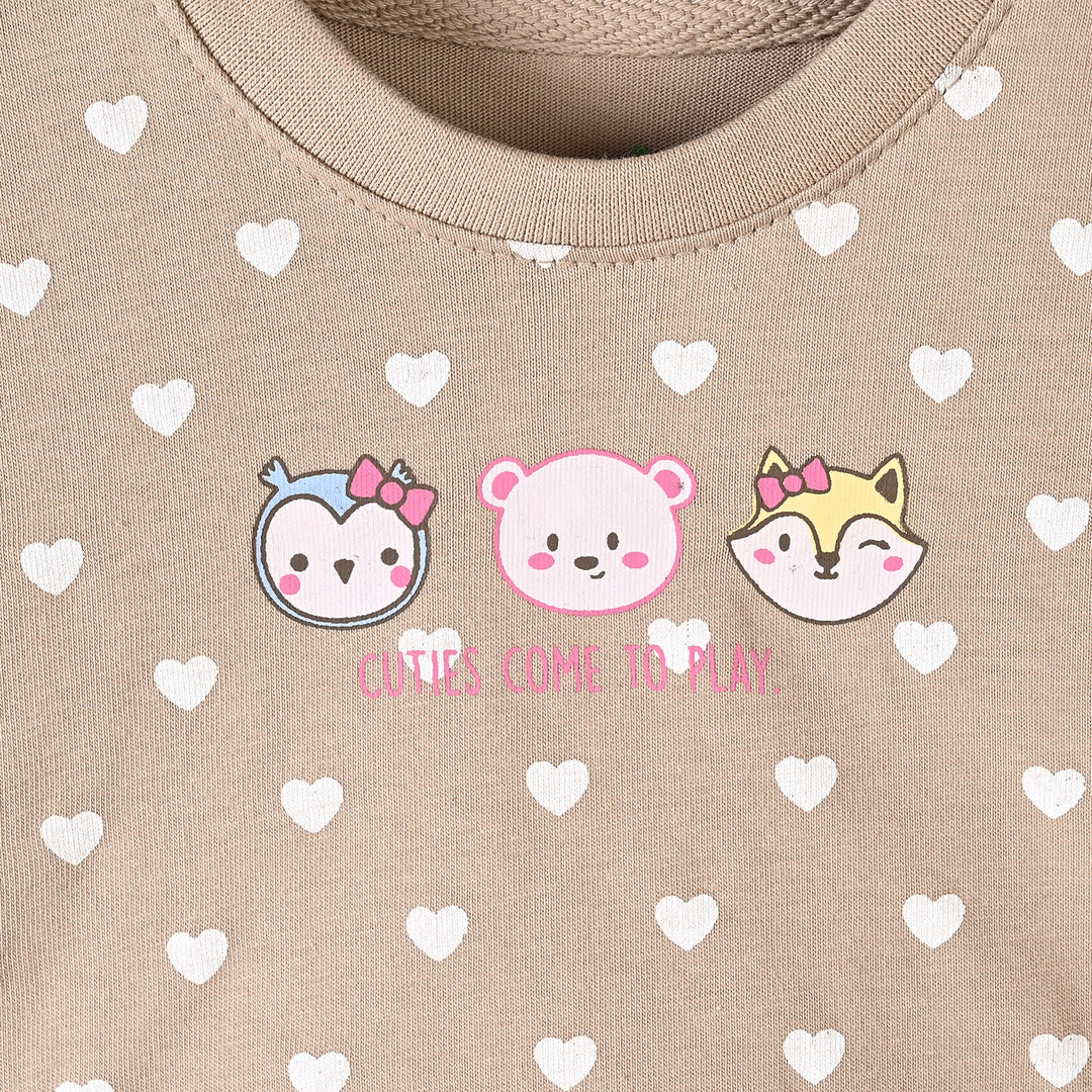 Infant Girls Cotton Jersey T-Shirt F/S Cuties-Lt.Taupe