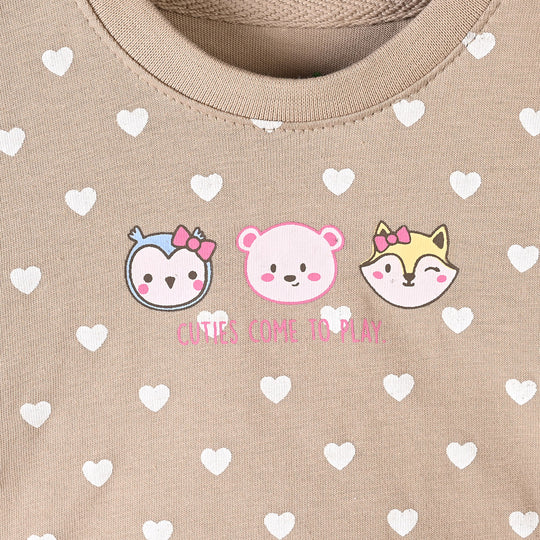 Infant Girls Cotton Jersey T-Shirt F/S Cuties-Lt.Taupe