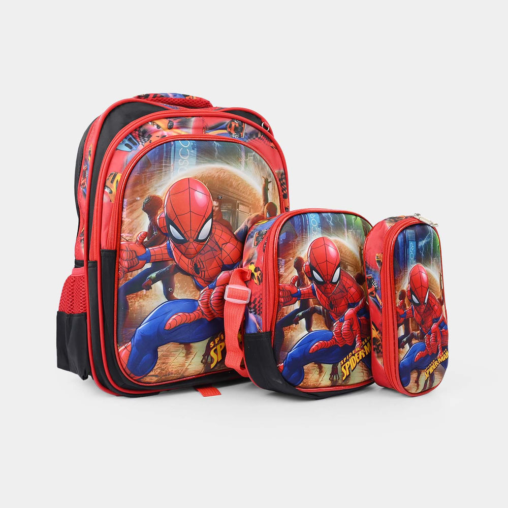 3D Embossed School Bag Set – 3-Piece Set with Blinking LED Lights