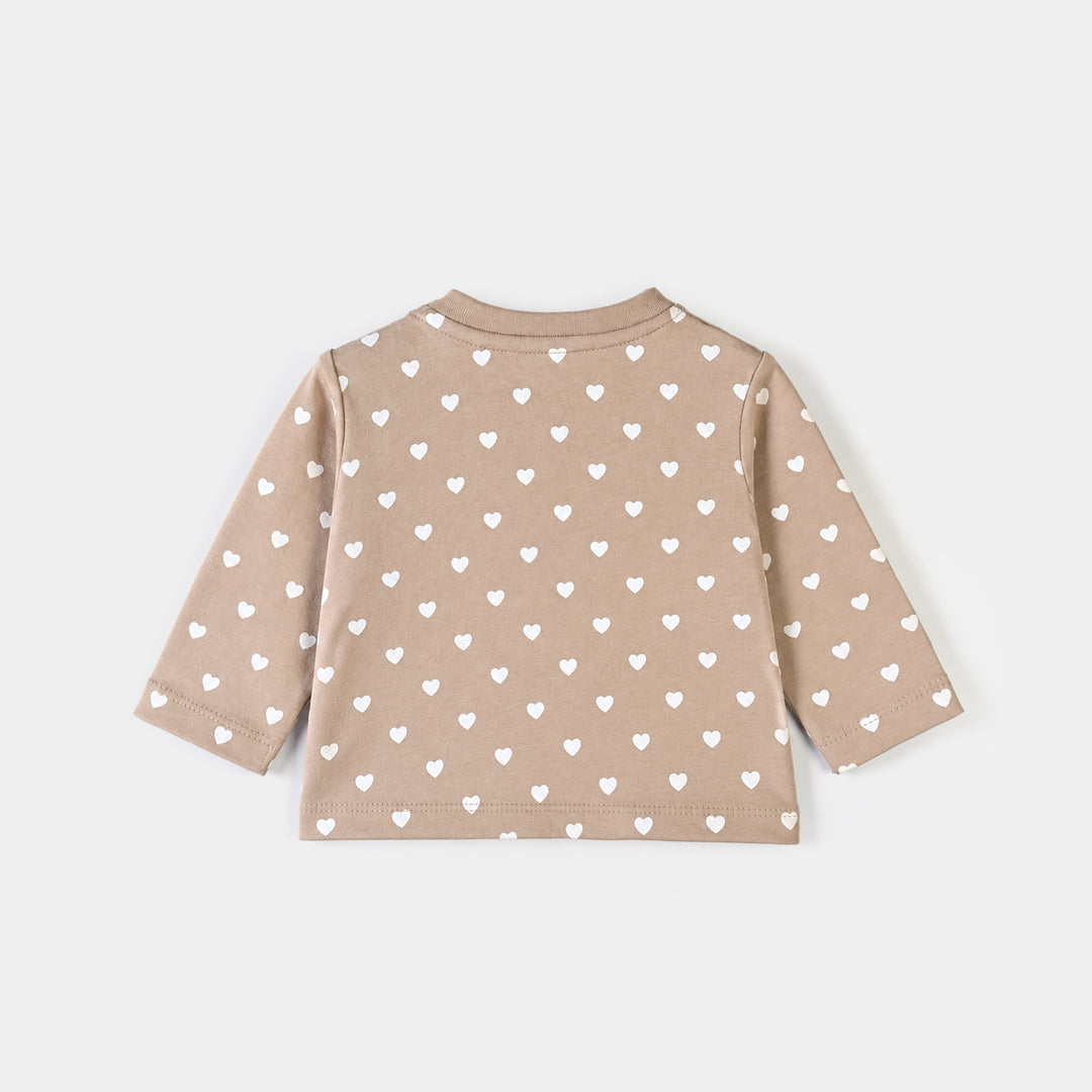 Infant Girls Cotton Jersey T-Shirt F/S Cuties-Lt.Taupe