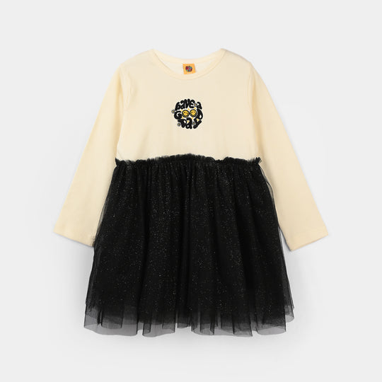 Girls Net Frock-White