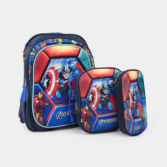 3D Embossed School Bag Set – 3-Piece Set with Blinking LED Lights