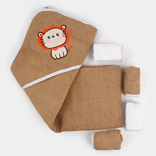 Baby Hooded Bath Towel + 4 PCs Face Towel
