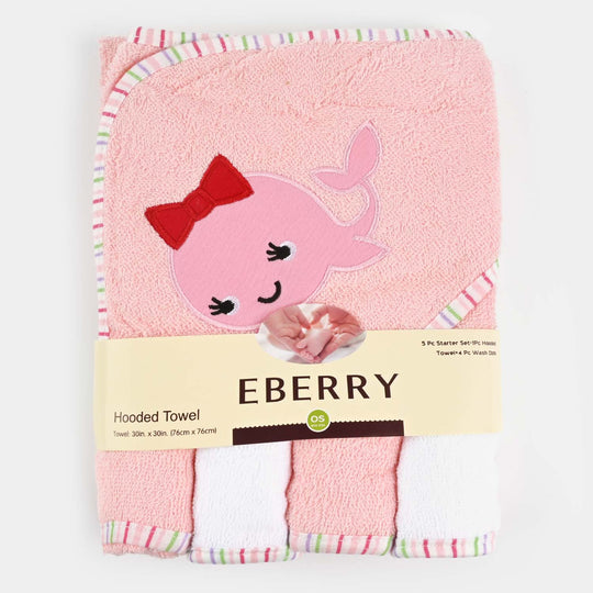 Baby Hooded Bath Towel + 4 PCs Face Towel