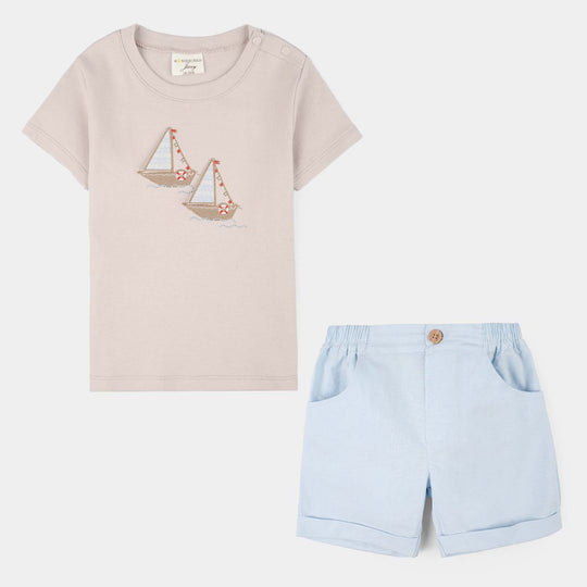 Infant Boys Jersey/Terry 2Pc Suit 287-047 E-C-BEIGE