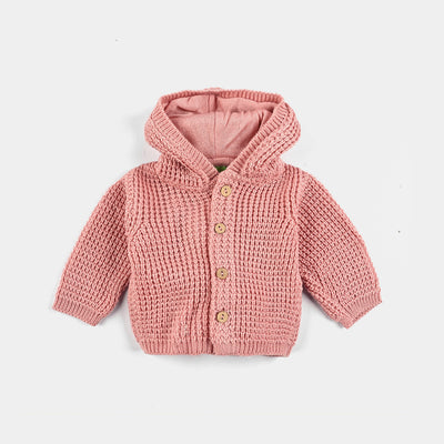 Infant Unisex Acrylic Sweater Hooded-Pink