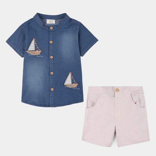 Infant Boys Jersey/Terry 2Pc Suit 287-051 E-C-NAVY