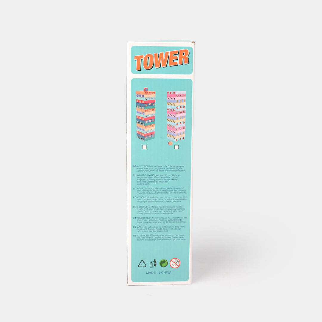 Jenga Colored Game Wooden Blocks Stacking Height Tower 54 Pcs