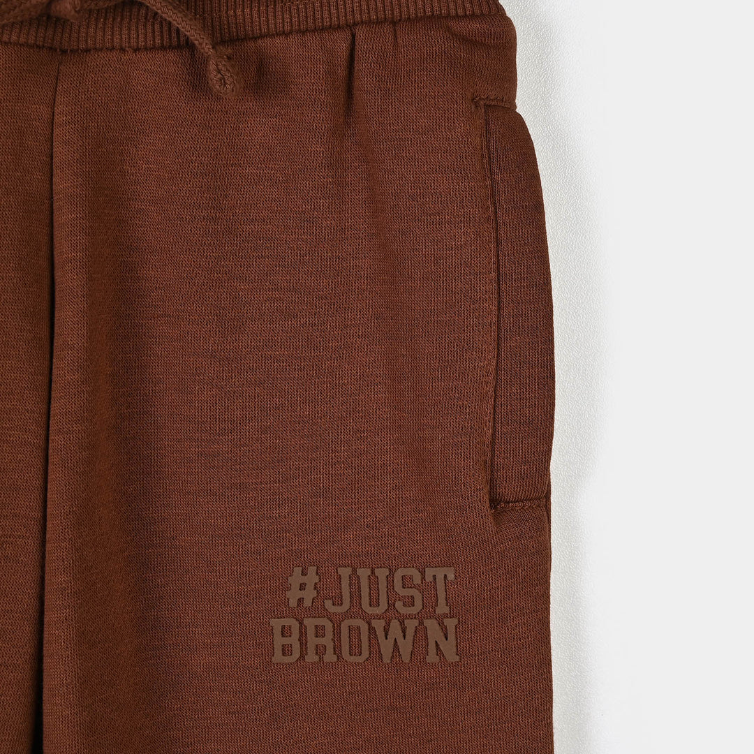 Boys Fleece Pyjama Just BWN-Brown
