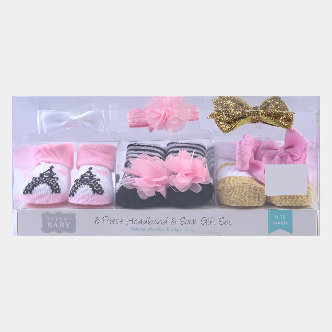 Baby Girl Socks & Headband Pack of 3 Gift Set