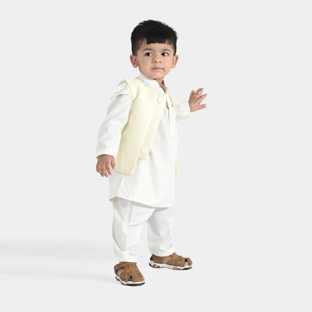 Infant Boys Poly Viscose 3-Piece Suit (After Glow) - Off-White