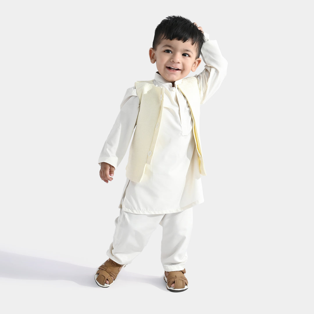 Infant Boys Poly Viscose 3-Piece Suit (After Glow) - Off-White