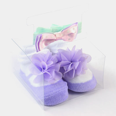 Baby Girl Socks & Headband Pack of 3 Gift Set