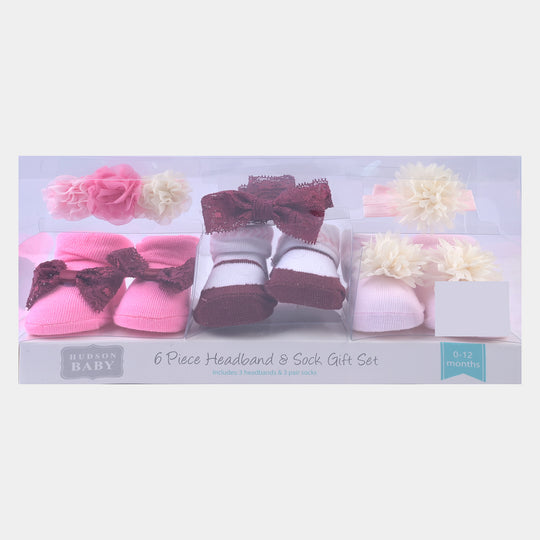 Baby Girl Socks & Headband Pack of 3 Gift Set