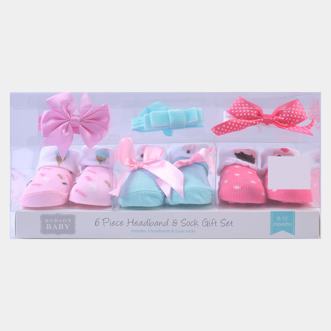 Baby Girl Socks & Headband Pack of 3 Gift Set