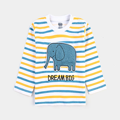 Infant Boys Cotton Jersey Round Neck T-Shirt Elephant-White