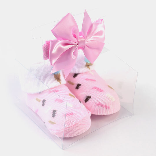 Baby Girl Socks & Headband Pack of 3 Gift Set