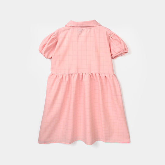 Infant Girls Poly Twill Embroidered Frock Pink Beauty - Pink
