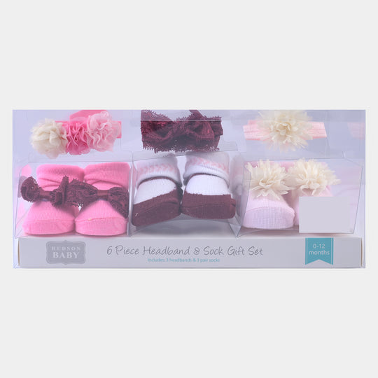 Baby Girl Socks & Headband Pack of 3 Gift Set