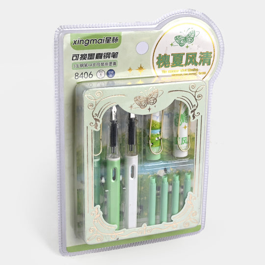 Fancy Fountain Ink Pen With Plastic Case
