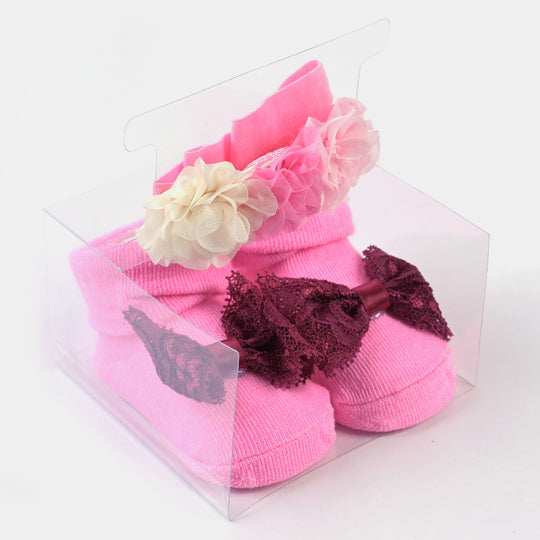 Baby Girl Socks & Headband Pack of 3 Gift Set