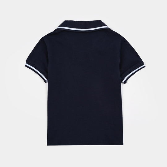 Boys Cotton PK Polo-NAVY