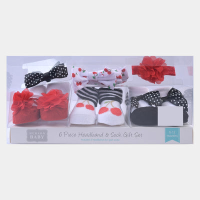 Baby Girl Socks & Headband Pack of 3 Gift Set