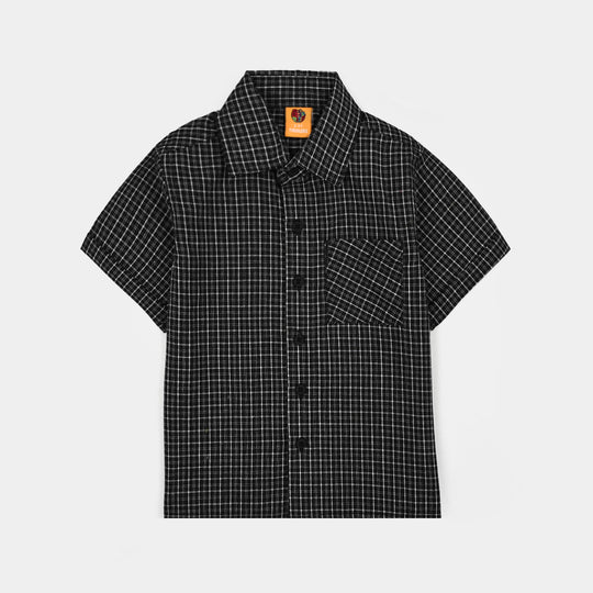 Boys Cotton Casual Shirt H/S Awesome-BLACK