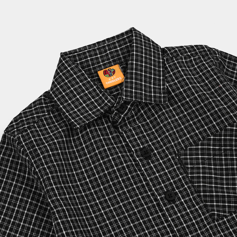 Boys Cotton Casual Shirt H/S Awesome-BLACK