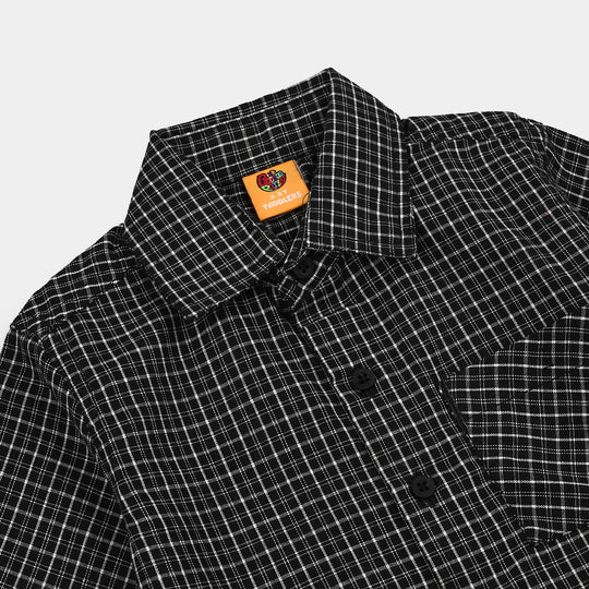 Boys Cotton Casual Shirt H/S Awesome-BLACK