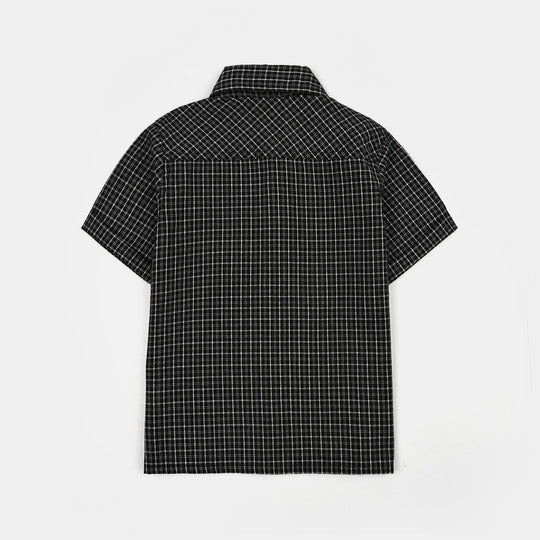 Boys Cotton Casual Shirt H/S Awesome-BLACK
