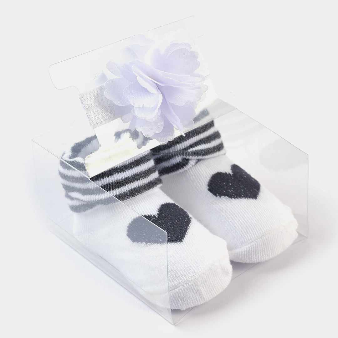 Baby Girl Socks  & Headband Pack of 3 Gift Set