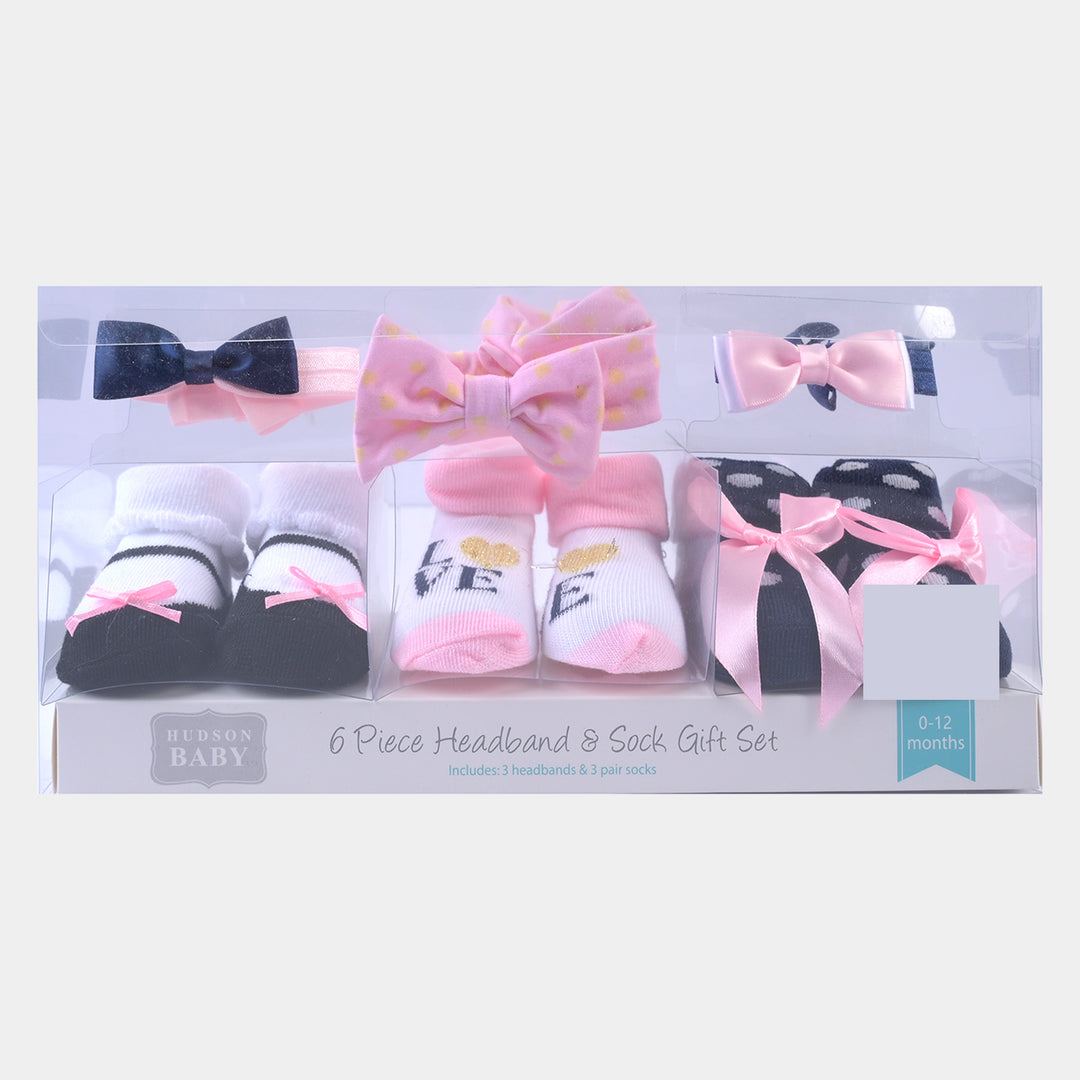 Baby Girl Socks & Headband Pack of 3 Gift Set